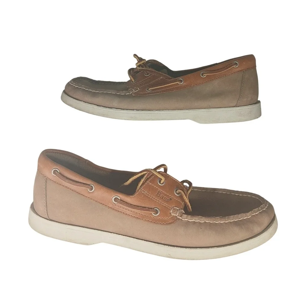 Bass Seafarer‎ 1517-230 Mens Leather Boat Shoes Size 9.5M